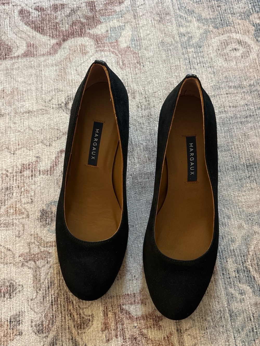 Margaux Black Suede Round-Toe- 37 Wide